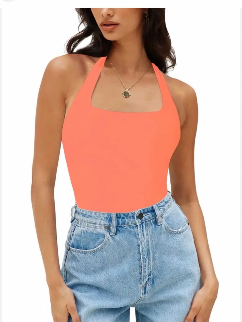 Berryou coral halter bodysuit seamless size small NT